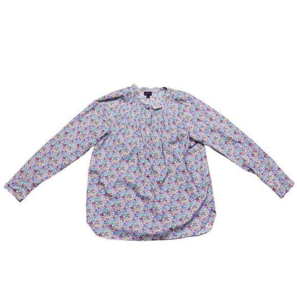 J. Crew Women's Liberty Floral Ruffle‎ Popover Blouse Size 4 Multicolor Casual